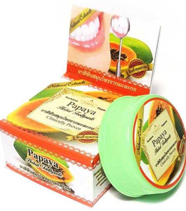 Тайская зубная паста Rochjana с вытяжкой из Папайи и борнеолом