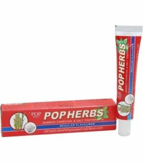 Отбеливающая лечебная Зубная паста POP Herbs с Солью и Бамбуковым Углем 100г